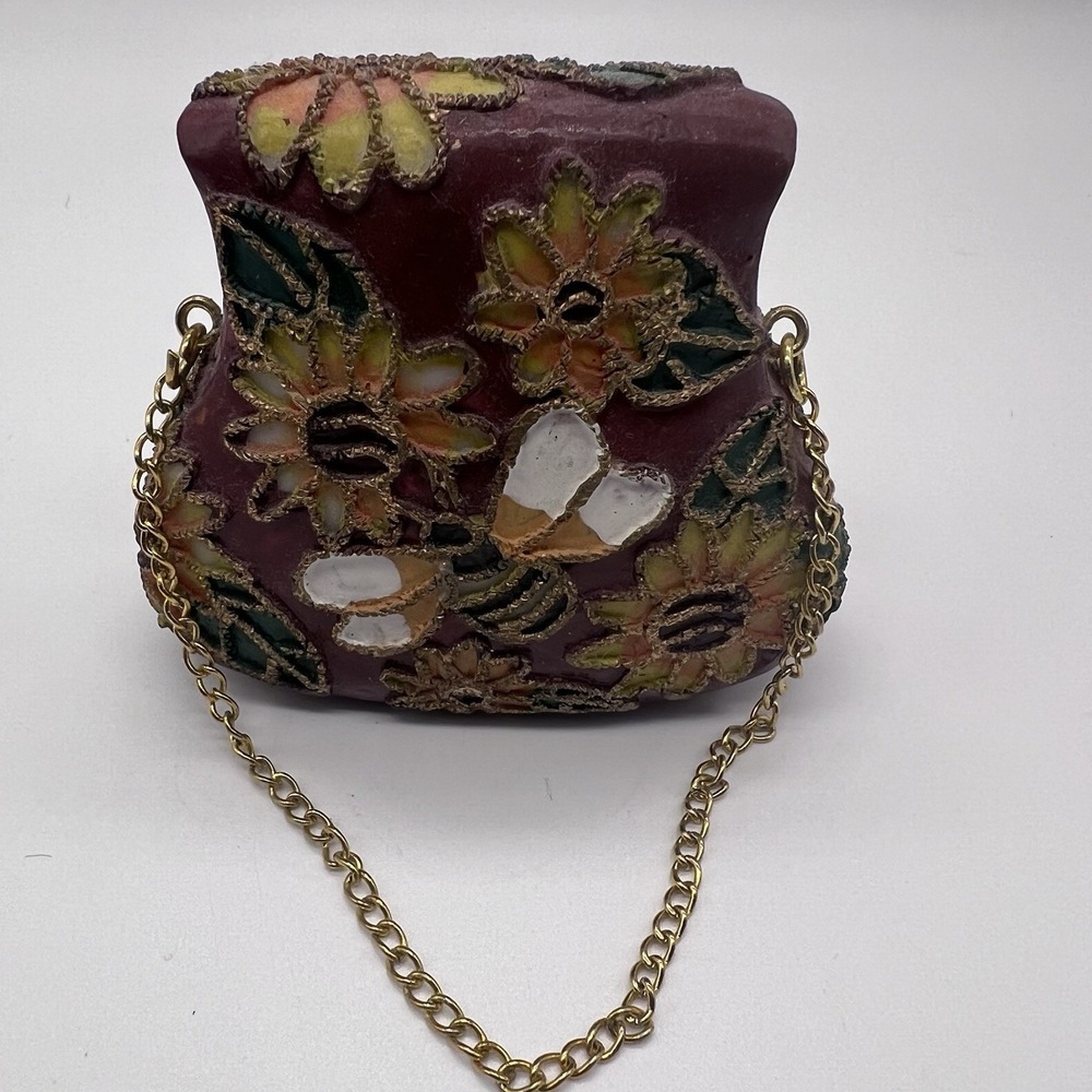 Nostalgia Miniature Handbag Purse Honey Bee Sunflower Resin Collectible Vintage - Picture 2 of 8
